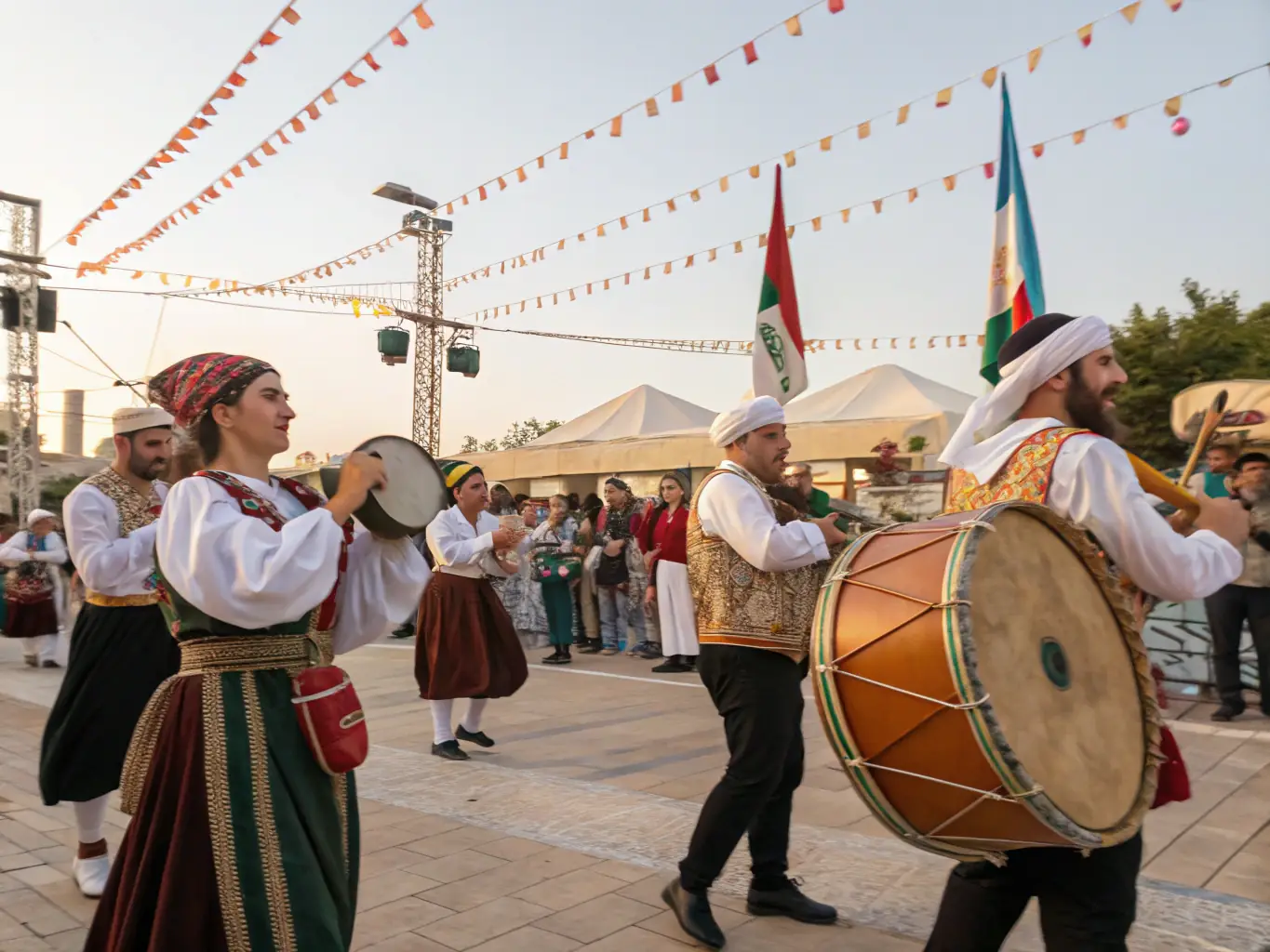 A traditional dance performance in a village square, highlighting the preservation and celebration of local cultural heritage.